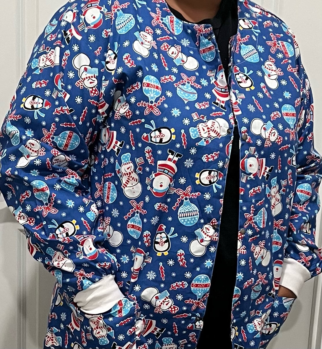 Customizable Winter Print Jacket With 2 Pocket Unisex Full Sleeve & Rib - Snowman